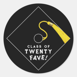 Pegatina Redonda Clase de graduación negra de 2025
