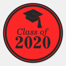 Pegatina Redonda Clase de Graduación Negra Roja 2024