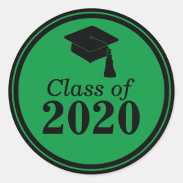 Pegatina Redonda Clase de Graduación Negra Verde de 2024