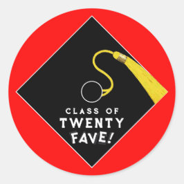 Pegatina Redonda Clase de graduación roja de 2025