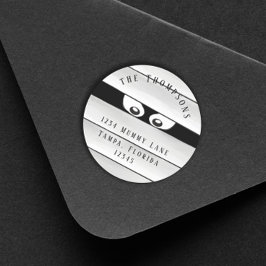 Pegatina Redonda Clase de Halloween espeluznante y espantosa Momia 