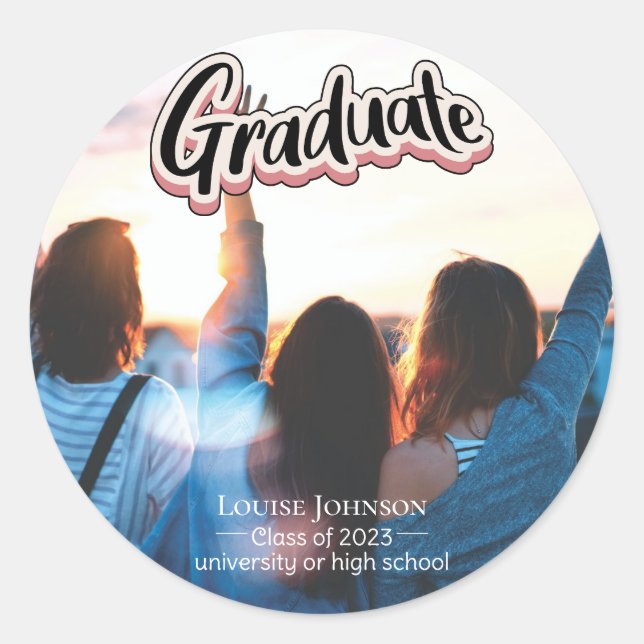 Pegatina Redonda Clase de Invitación de graduación de 2023 (Anverso)
