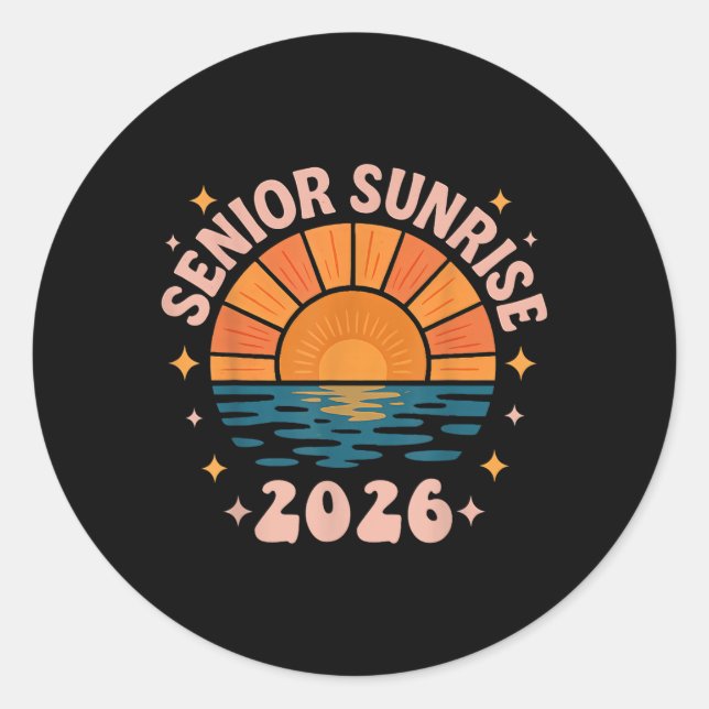 Pegatina Redonda Clase De La Camiseta Superior Sunrise 2026.png (Anverso)