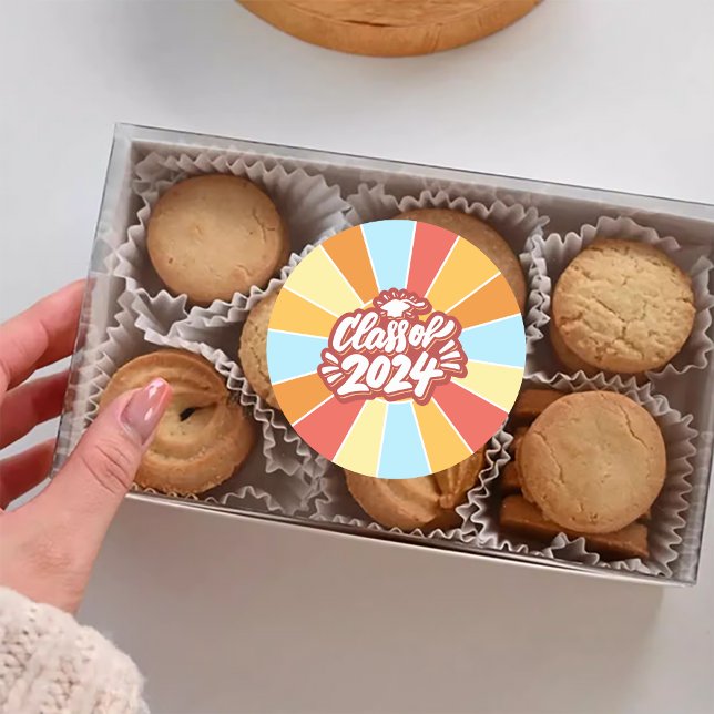 Pegatina Redonda Clase de la Celebración de la Graduación de 2024 (Class of 2024 Graduation Celebration Classic Round Sticker)