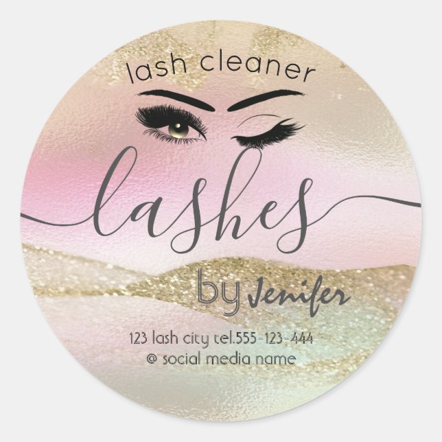 Pegatina Redonda Clase de limpiador holográfico de tinta purpurinos (Anverso)