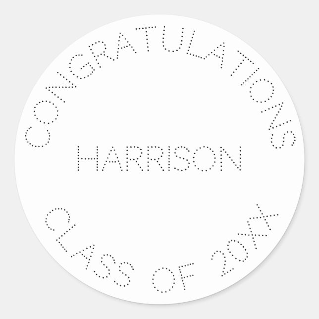 Pegatina Redonda Clase de nombre personalizada de graduación año mi (Anverso)