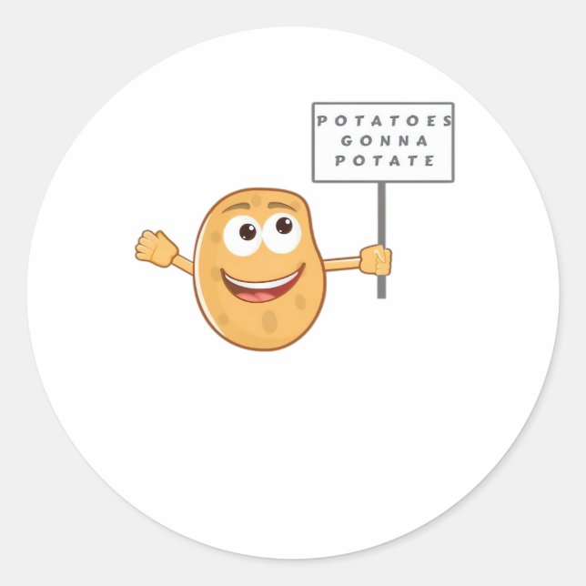 Pegatina Redonda Clase de patatas con patatas (Pun de patata vegeta (Anverso)