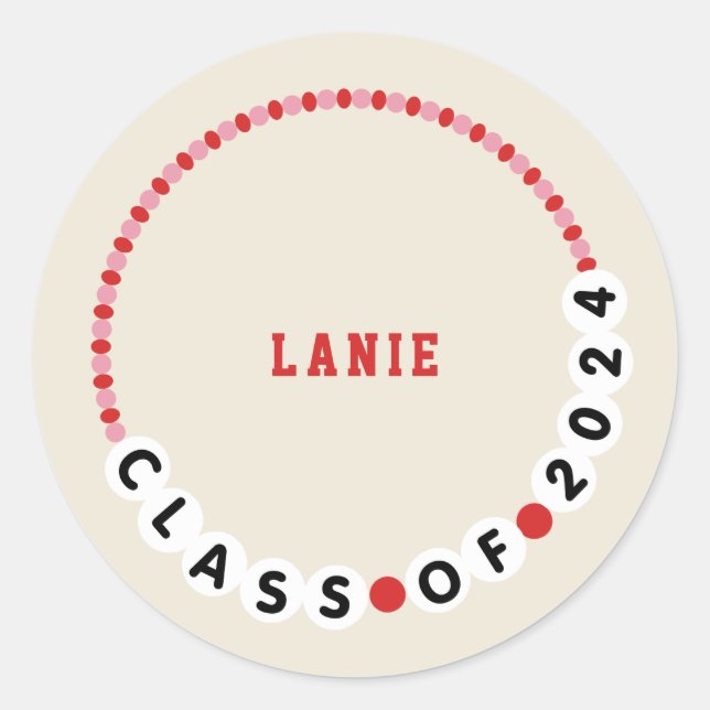Pegatina Redonda Clase de pulsera de amistad de 2024 Graduación (Anverso)
