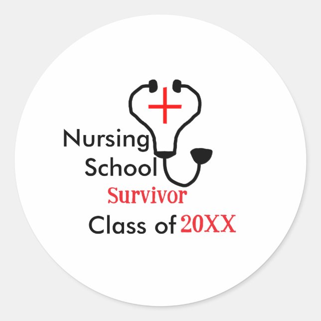 Pegatina Redonda Clase de sobrevivientes de la escuela de enfermerí (Anverso)