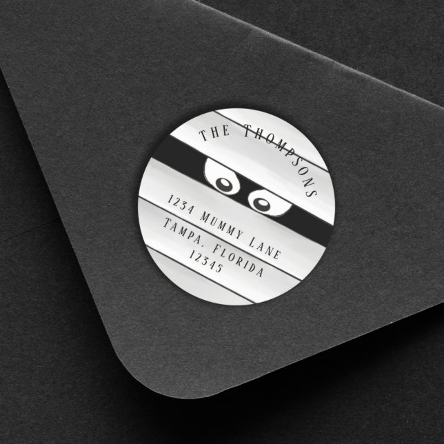 Pegatina Redonda Clase de truco o trato de momia espeluznante de Ha (Subido por el creador)