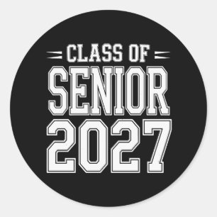 Pegatina Redonda Clase de último año 2027 Graduación orgulloso grad