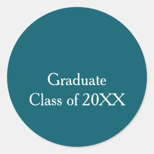 Pegatina Redonda Clase graduada de 20XX turquesa felicitaciones nom