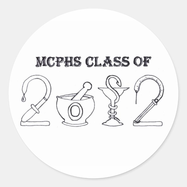 Pegatina Redonda Clase MCPHS de 2012 (Anverso)