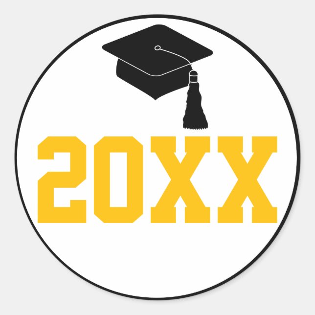 Pegatina Redonda Clase Negra y Oro del Partido de Graduación 2024 (Anverso)