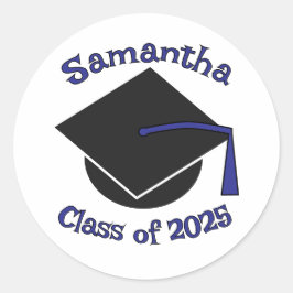 Pegatina Redonda Clase personalizada de 2025 Gorra de graduación Az