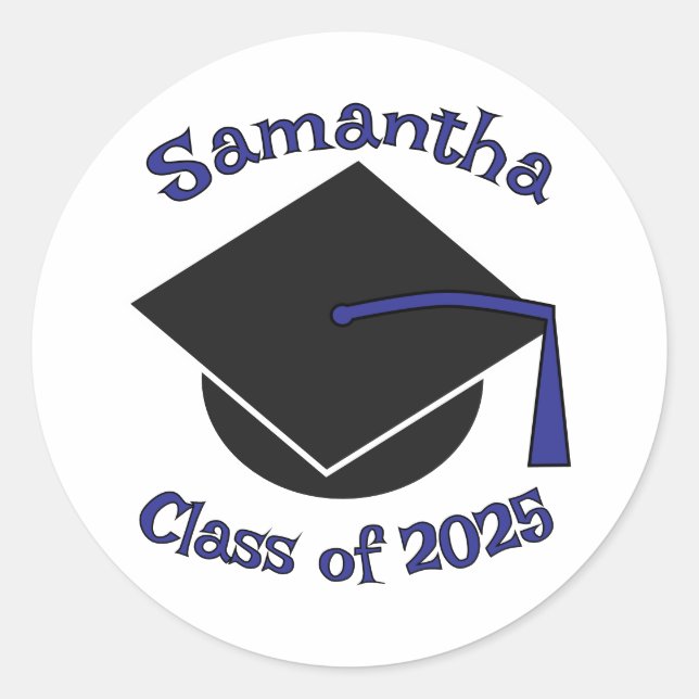 Pegatina Redonda Clase personalizada de 2025 Gorra de graduación Az (Anverso)
