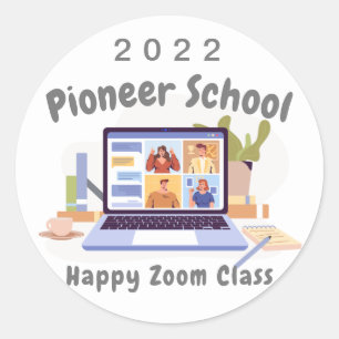 Pegatina Redonda Clase personalizada de zoom escolar 2022 