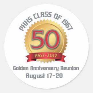 Pegatina Redonda Clase PHHS de Reunión de 50 años de 1967