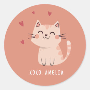 Pegatina Redonda Clase Purrfect Cat Valentine