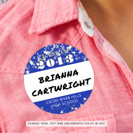 Pegatina Redonda Clase Reunión Royal Blue Silver Stags Nombre