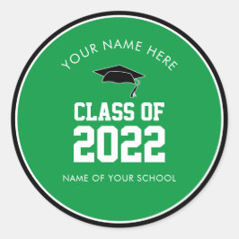 Pegatina Redonda Clase Verde de Graduación de Secundaria