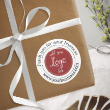 Pegatina redonda clásica de agradecimiento con log