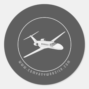 Pegatina redonda clásica de aviones de reacción pr