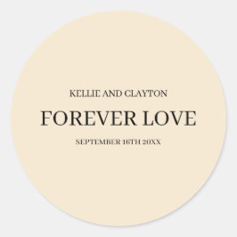 Pegatina Redonda Clásica de Boda Simple Champagne