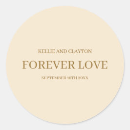 Pegatina redonda clásica de boda simple champán