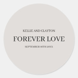Pegatina redonda clásica de boda simple gris