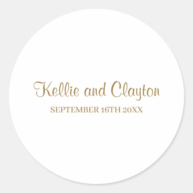 Pegatina Redonda Clásica de Boda Simple Negra (Anverso)