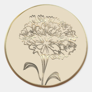 Pegatina redonda clásica de clavel de nacimiento d