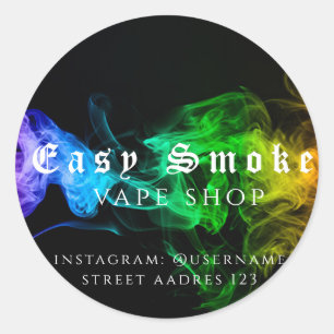 Pegatina redonda clásica de Corolful Smoke Vape Sh