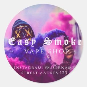 Pegatina redonda clásica de Corolful Smoke Vape Sh