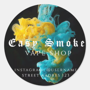Pegatina redonda clásica de Corolful Smoke Vape Sh