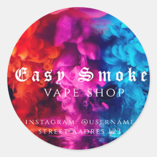 Pegatina redonda clásica de Corolful Smoke Vape Sh