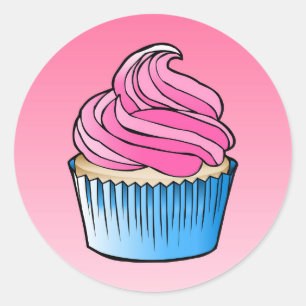 Pegatina Redonda Clásica de Cup Cake