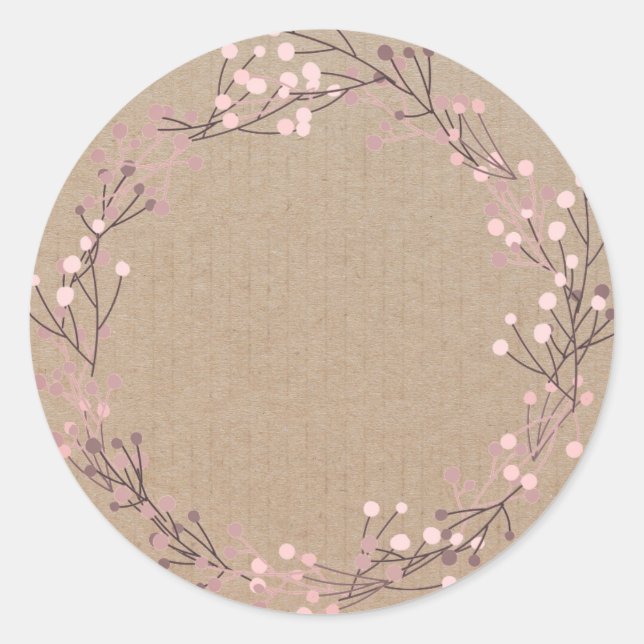 Pegatina redonda clásica de etiqueta de corona flo (Anverso)