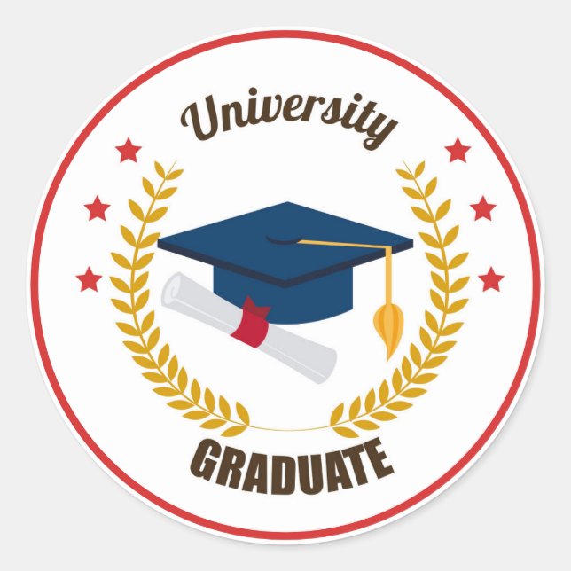 Pegatina redonda clásica de graduado (Anverso)