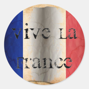 Pegatina redonda clásica de la bandera de Francia