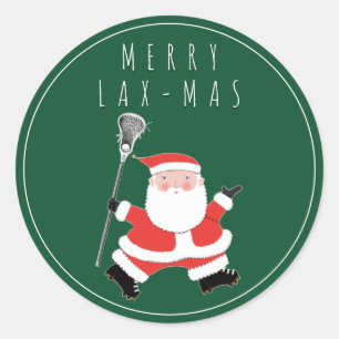 Pegatina redonda clásica de Lacrosse Merry Lax-mas