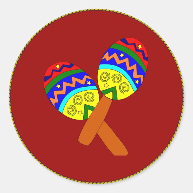 Pegatina Redonda Clásica de Maracas (Anverso)
