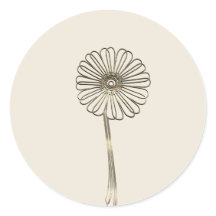 Pegatina redonda clásica de margarita dorada bonit