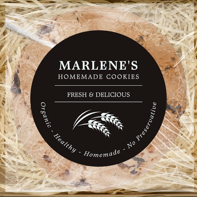 Pegatina redonda clásica de panadería personalizad (Subido por el creador)