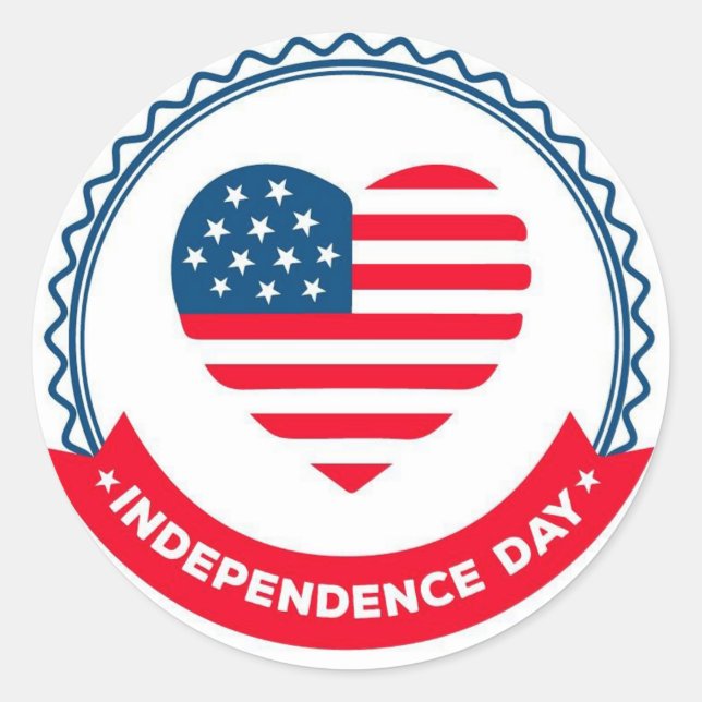Pegatina redonda clásica del Día de la Independenc (Anverso)