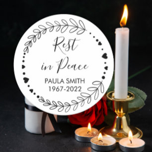 Pegatina Redonda Clásica En Memoria De Funeral M