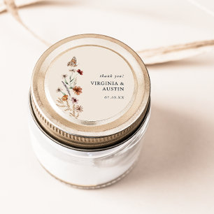 Pegatina redonda clásica floral boho