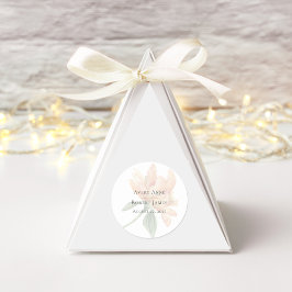 Pegatina redonda clásica floral de acuarela rústic