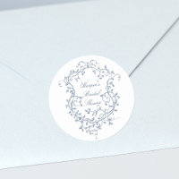 Clásica lluvia de novia victoriana francesa azul