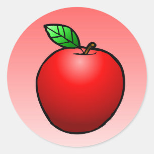 Pegatina Redonda Clásica Manzana Roja